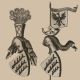 Wappen und Helmzier der Grafenhäuser von Grüningen und Württemberg mit Reichssturmfahne